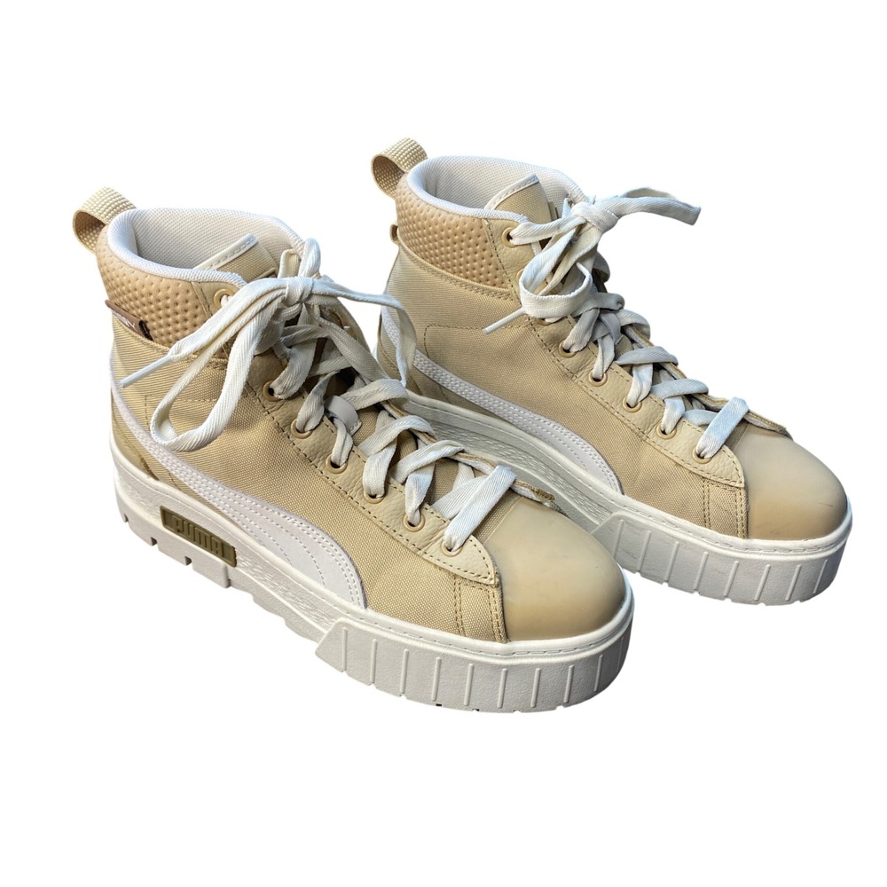 Puma Mayze Mid Safari Tan Beige‎ Platform High Top Sneakers Women Size 8.5